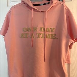 NWT 2 piece short sleeve Pink hoodie and shorts set- brand new with tags